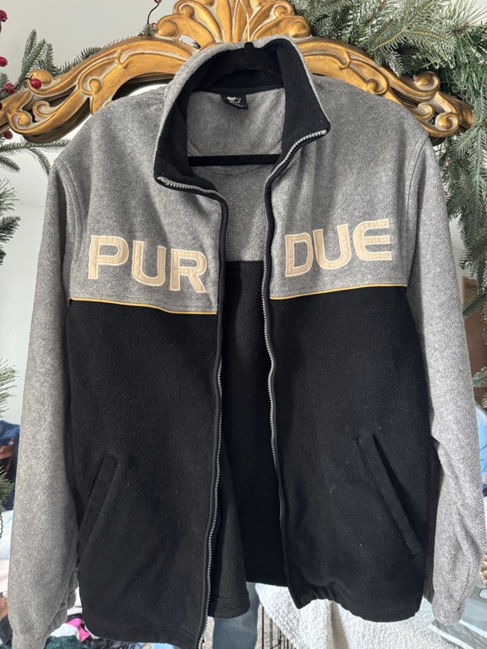 STARTER Purdue Two-Tone Zip-Up Jacket - Gray & Black